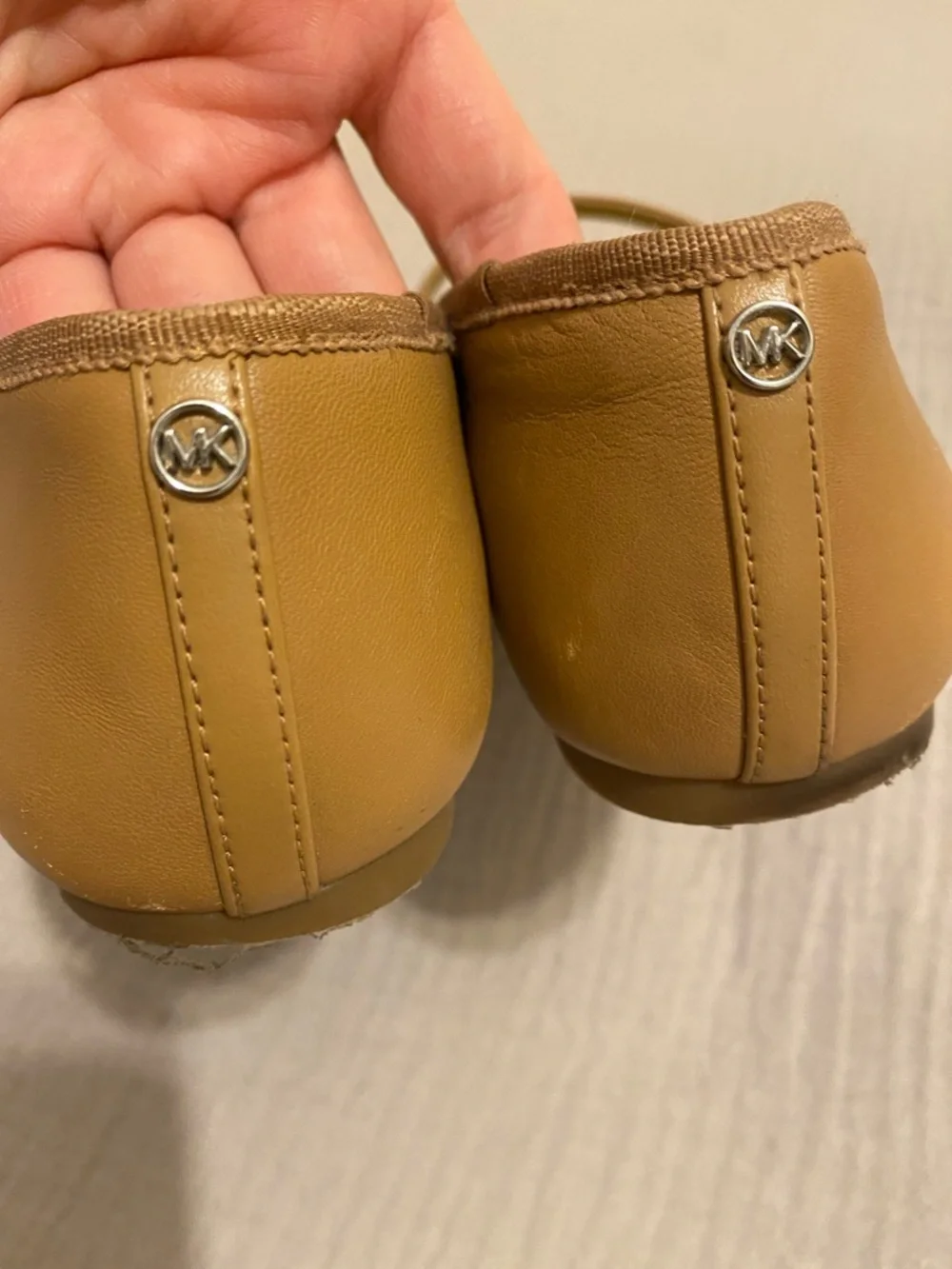 Michael Kors Tan and Black Patent Mary Jane Flats. Size 7.5